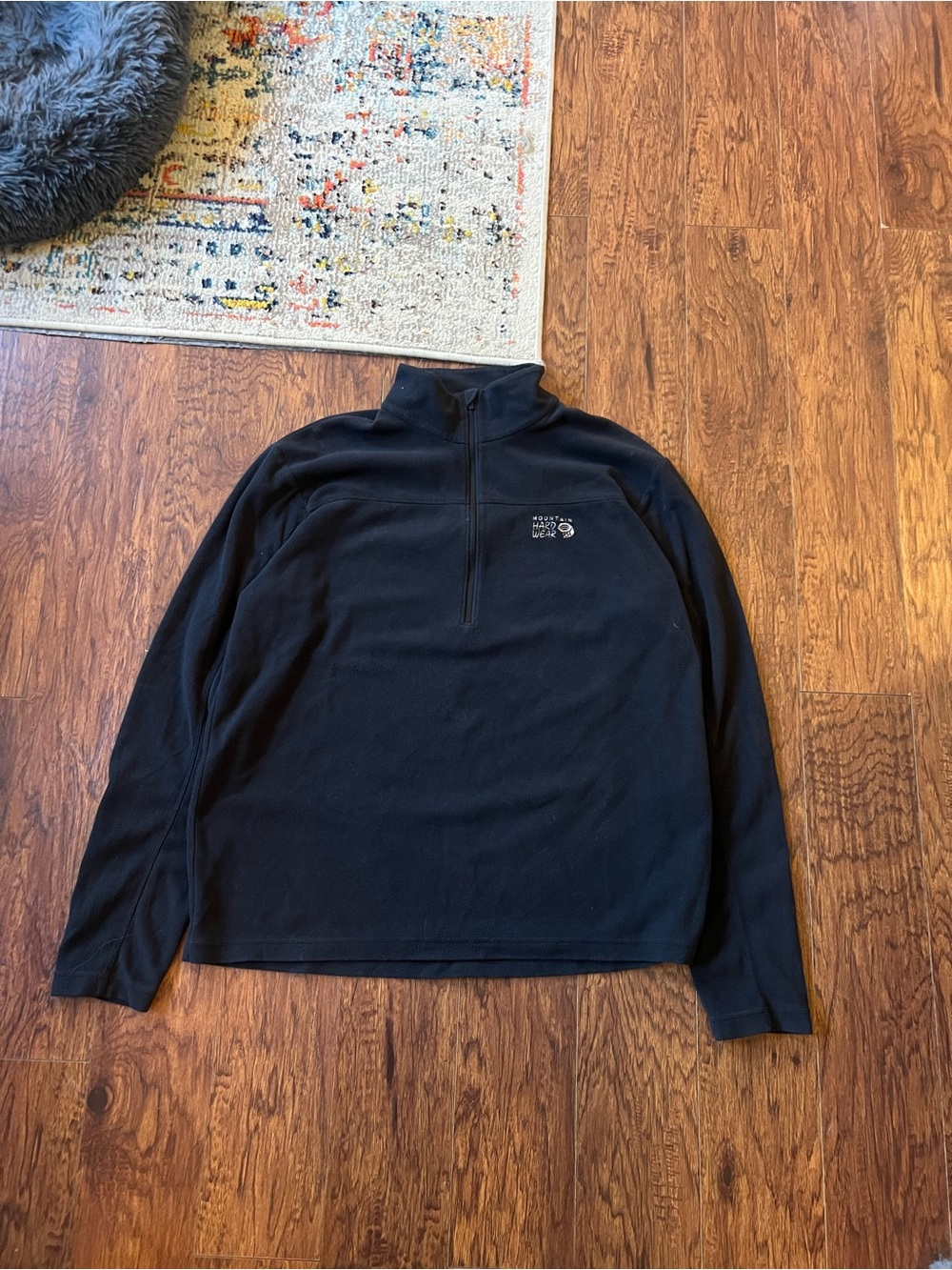 Mountain Hardwear Men's L Fleece Quarter Zip Pullover Black Microfleece Hiking